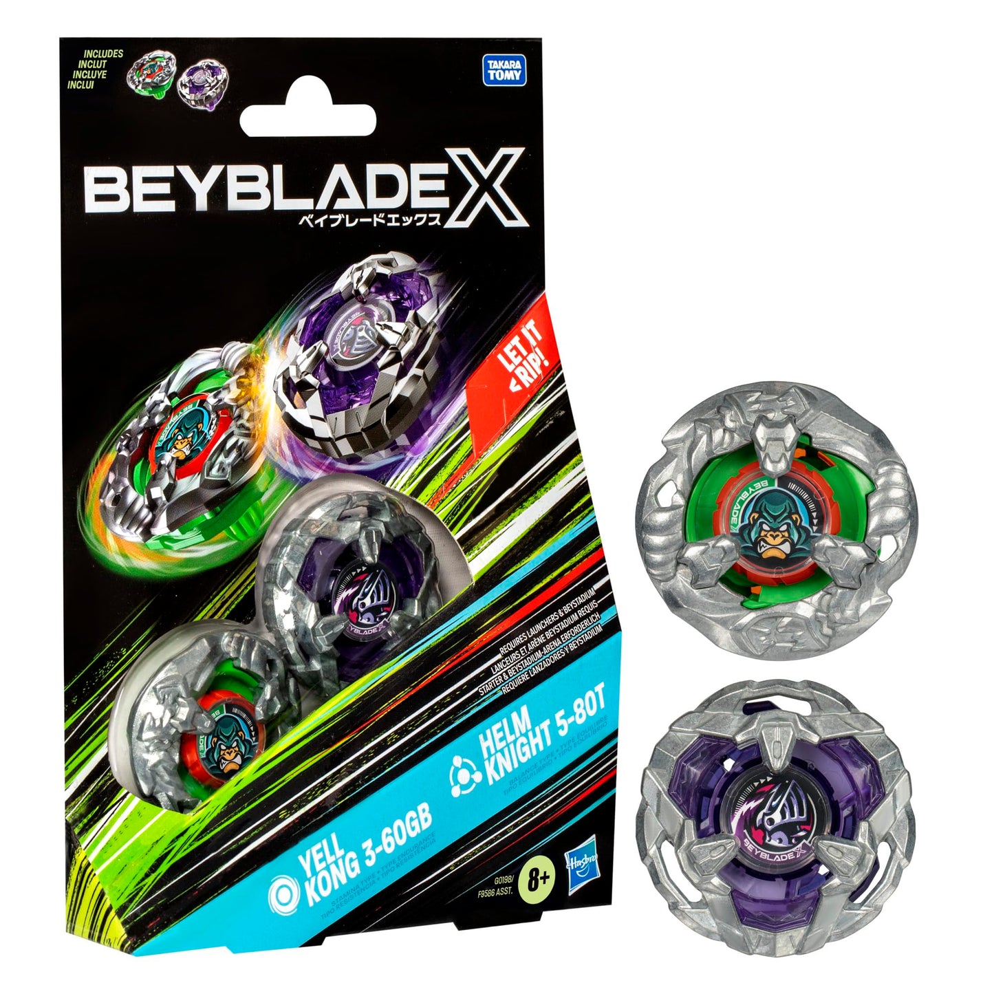 Beyblade X Yell Kong 3-60GB and Helm Knight 5-80T - LANCIATORE NON INCLUSO