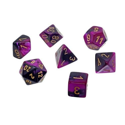 SET 7 DADI POLIEDRICI GEMINI - BLACK-PURPLE/GOLD