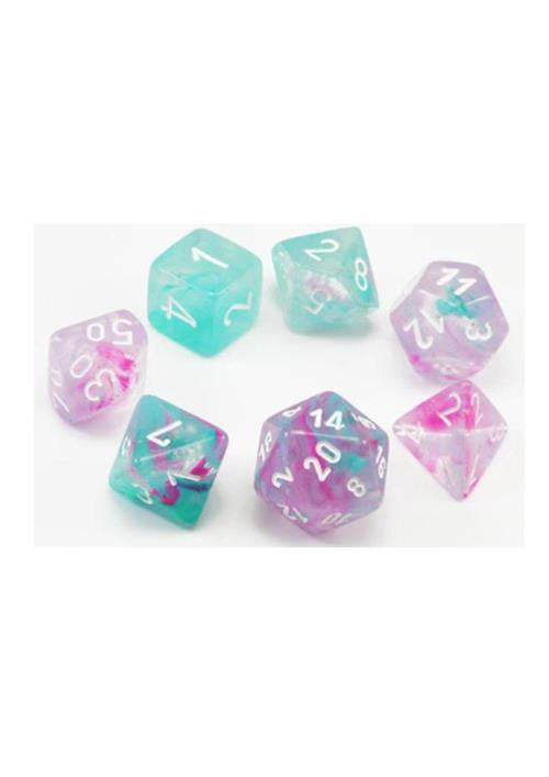 SET 7 DADI POLIEDRICI MINI - NEBULA WISTERIA/WHITE