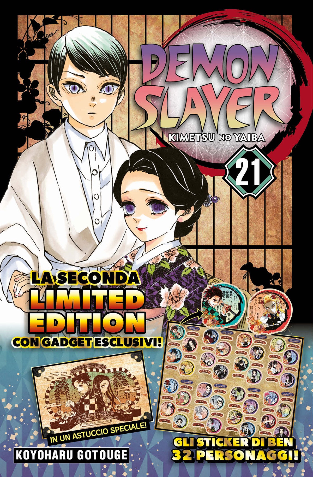 DEMON SLAYER - KIMETSU NO YAIBA n. 21 - LIMITED EDITION CON SET DI STICKER
